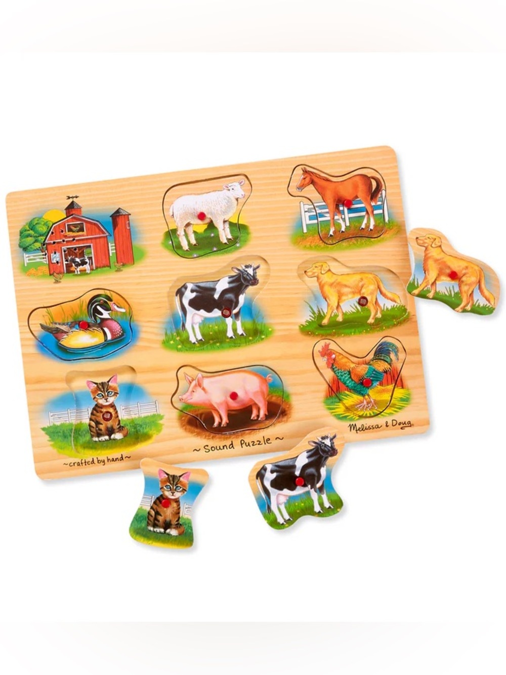 Melissa & Doug Farm Animal Sounds 8 Piece Wooden Puzzle